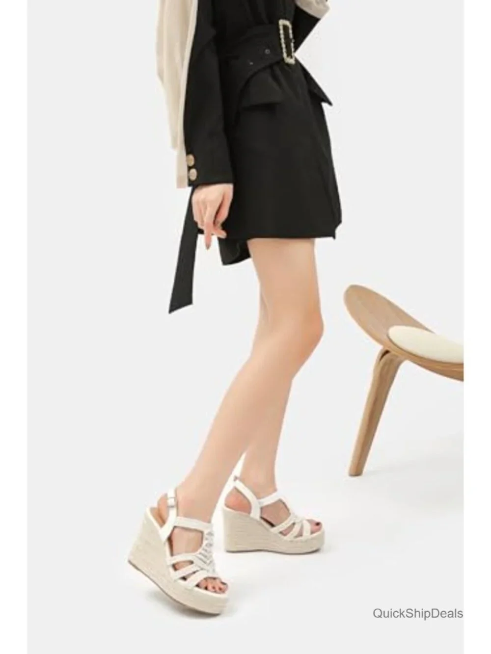 Woven Espadrille Wedge Sandals - White